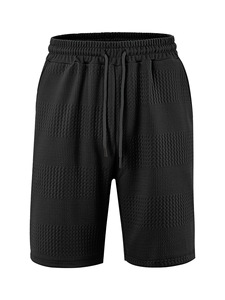 Pantalones Cortos Blancos de Hombre con Tejido Waffle, Cintura Elástica con Cordón, Casuales de Verano, Tipo Bermuda - Product Image 2