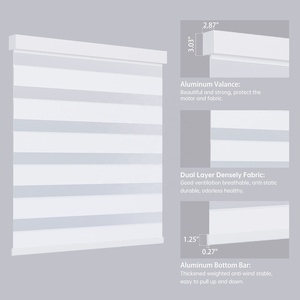 Persianas Zebra 100% Opacas, Persianas Motorizadas Inteligentes con Control Remoto, Tela de Alta Calidad para el Hogar y la Oficina - Product Image 2