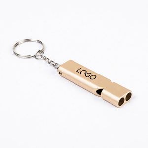 Sifflets de survie durables en alliage d'aluminium à double tube, haute fréquence, avec logo personnalisé, pour l'extérieur, avec porte-clés - Product Image 1
