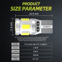 Bombilla LED JiaChi Super Brillante T10 W5W, Sin Errores Canbus, para Accesorios de Motocicleta y Automóvil, Luz de Posición, Luz de Maletero, Luz Baja 501, 6000K