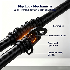 Perche télescopique en fibre de carbone U-<span class=keywords><strong>Carbon</strong></span> avec système de verrouillage à bascule, légère et extensible, pour le sauvetage aquatique, le sauvetage incendie et le nettoyage de panneaux solaires - Product Image 5