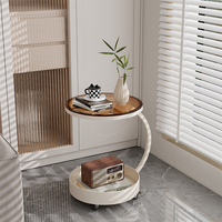Table d'appoint ronde moderne avec plateau en verre, structure en fer, double rangement, table basse d'appoint, meuble de salon, table d'angle