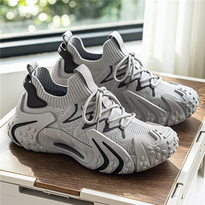 <b>Men</b> Knit Sock Upper Walking Shoes Non Slip Thick Sole Fashion <b>Sneakers</b> For Outdoor Daily Wear - Product Image 3
