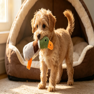 Jouet en peluche personnalisé en forme <span class=keywords><strong>de</strong></span> canard, canard en peluche personnalisé, jouet interactif durable pour chiens - Product Image 2