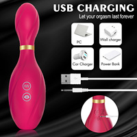 Vibrateur clitoridien en forme de boule de bowling, rechargeable par USB, 10 modes, toucher réaliste, 40 dB silencieux, 100 % étanche, silicone ABS