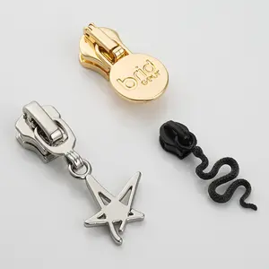 Bag Gold Zipper Puller Eco Friendly Auto Lock Metal Cute Zipper Slider Metal Zip Puller Logos Custom Made Animal Zipper Pull