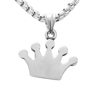 Yunnique – collier avec pendentif couronne en acier inoxydable, cadeau rétro unisexe, 19014 - Product Image 2