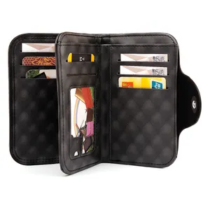 Men's New Design PU Leather Wallet Multi Card Holder Long RFID Visible ID Window Fashionable Floral Pattern Lock PVC Open