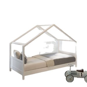 White Wooden <b>House</b> Shaped Children <b>Bed</b> Solid Wood Durable Framework Bedroom Furniture For Kids - Product Image 5