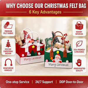 Bolso <span class=keywords><strong>de</strong></span> fieltro personalizado OEM ODM, duradero, con diseño <span class=keywords><strong>de</strong></span> Papá Noel, portátil, para guardar dulces <span class=keywords><strong>de</strong></span> Navidad, bolso <span class=keywords><strong>de</strong></span> regalo <span class=keywords><strong>de</strong></span> fieltro - Product Image 3