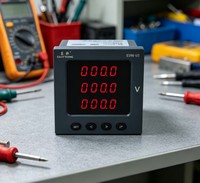 EASTSONG ES96-U3 96x96mm Voltmeter Digital Tiga Fasa AC 1000V LED Merah RS485 Modbus RTU Kelas 0.5 Meter Proteksi IP65