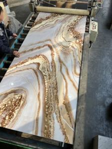 Mármol Impresión <span class=keywords><strong>digital</strong></span> Pared Panel de plástico Uv Mármol Hoja alternativa Paneles de <span class=keywords><strong>PVC</strong></span> para hotel - Product Image 5