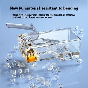 ขั้วต่อ RJ45 อีเธอร์เน็ตแบบตัวผู้ สายเชื่อมต่อเครือข่ายแบบไม่มีฉนวนหุ้ม พร้อมหัวคริสตัลสำหรับ CAT5E / <span class=keywords><strong>CAT6</strong></span> - Product Image 2