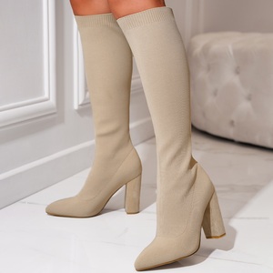 Bottes mi-mollet tricotées élastiques confortables, nouvelle collection automne-hiver 2025, tailles 35-42 - Product Image 1