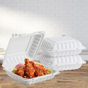 3 Compartment Hinged Clamshell Microwave Safe Foldable Eco-Friendly Plastic Food Container <b>Lunch</b> <b>Box</b> Biodegradable Disposable - Product Image 4
