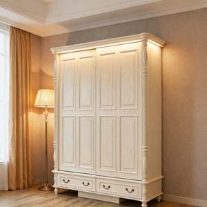 BALOM Custom American Style <b>Wardrobe</b> Modern Home Bedroom Ivory White Clothes <b>Storage</b> Cabinet Vintage Decorative Panel Closet - Product Image 3