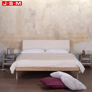 Роскошная современная кровать большого размера, тканевый белый комплект для спальни, оправа, деревянная кровать большого размера для отеля