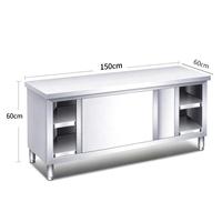 Armoire de cuisine en acier inoxydable avec portes coulissantes, armoire de rangement avec plan de travail pour cuisine de restaurant
