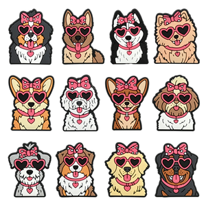 <span class=keywords><strong>Lilu</strong></span> Lindos Dijes de Goma Suave para Zapatos de Mascotas con Diseño de Dibujos Animados, DIY, Corazón, Gafas de Sol y Lazo, Lengua Rosa, Accesorios Decorativos Unisex - Product Image 1