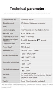 Am610 גודל מיני מהירות רוח מטר 0.8-30 m/s מהירות רוח טמפרטורת אוויר מטר - Product Image 6