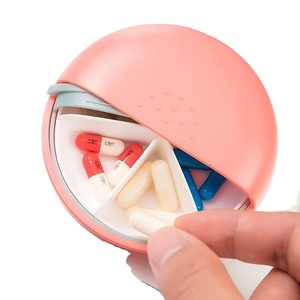 New Cute size Rotating 6 Compartment Portable Round Medicine Pill Box for Travel Camping Hiking or Just for daily use