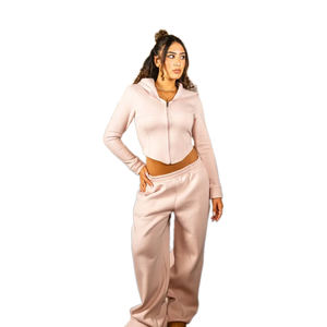 Conjunto de Dos Piezas Informal para Mujer KY, Sudadera Corta con Cremallera y Pantalones de Cintura Baja, Chándal para Mujer, Ropa de Estar en Casa - Product Image 1