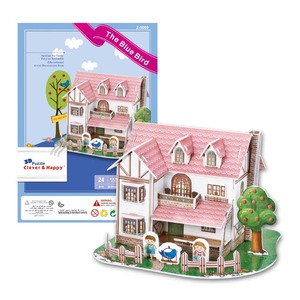 <span class=keywords><strong>Puzzle</strong></span> 3D en mousse de couleur rose, lot de 24 pièces, à assembler, bricolage, modèle de maison, DIY - Product Image 1
