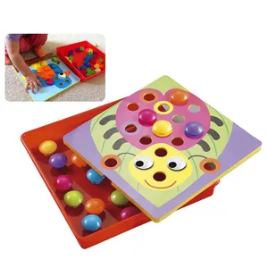 Intelligente diy speelgoed 46 stks knop nail 10 set dieren patroon houten 3d puzzel voor kids
