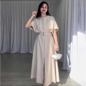 chinese dress ladies Casual loose linen dress with belt RITA