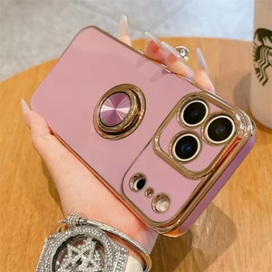 Funda de silicona suave con soporte de anillo chapado para iPhone 17 Pro Max Air 11 12 13 Mini 14 15 16 XR XS X 7 8 Plus SE - Product Image 5