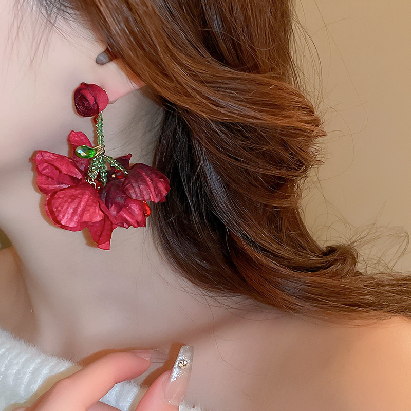 Orecchini A Fiore Grandi Donna - Argento - Bohemien Petalo - Lega Placcata - 3 Cm X 3 Cm - Gioielli Statement