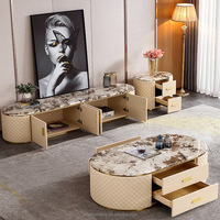 Modernes Wohnzimmermöbel Holz Blauer TV-Ständer Moderner Couchtisch und TV-Ständer Set Kamin-TV-Ständer Designs