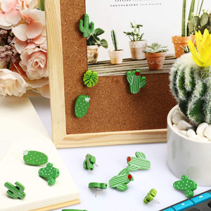 30 Pièces/boîte En Bois <span class=keywords><strong>Cactus</strong></span> Punaises Vert Punaise pour Photos Mur Cartes Babillard ou Liège Punaise de Carte - Product Image 6