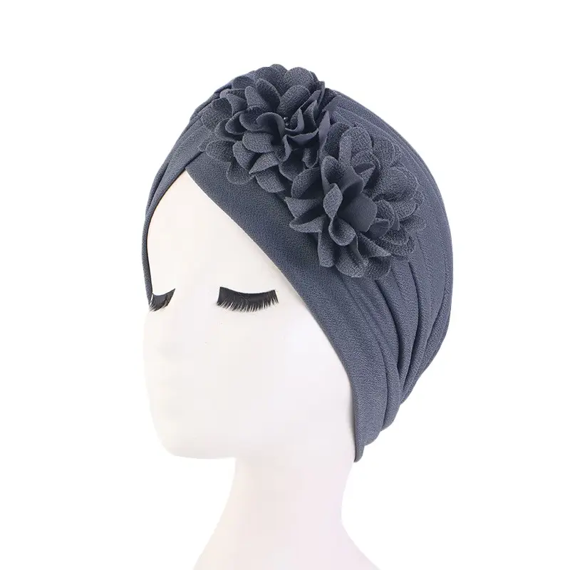 The New Four Seasons Multicolor Flowers Are Tangled Wrinkled Long Strip One Sided Applique Scarf Hat Fashion Street Hat