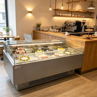 Vitrine Réfrigérée Personnalisée en Verre Trempé pour Gâteaux avec Étagères Réglables pour Boulangerie, Café et Sushi en Intérieur