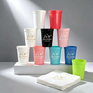 Gobelets givrés incassables de 350 ml pour invités de mariage, gobelets en plastique rigide personnalisés pour les souvenirs de fête de fiançailles, Noël - Product Image 1