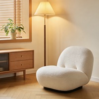 Fauteuil d'appoint en tissu sherpa style crème, en forme de L, rembourrage en éponge haute densité, minimaliste nordique, pivotant, pour salon/chambre