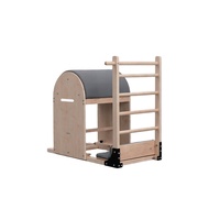 Ensemble Pilates Reformer Ladder Barrel en bois d'acacia pour studios de yoga à usage commercial ; Équipement d'entraînement correcteur de posture, ensemble cinq pièces