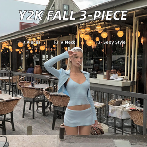 Ensemble 2 pièces Y2K Automne 2025 pour femme – Haut à bretelles ajustable avec veste à revers et jupe-short, tenue décontractée, sexy et éco-responsable - Product Image 2