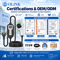 Chargeur EV portable OLINK jusqu'à 22 kW 32 A avec câble de 1/3 phase, type 2, affichage LED et option application pour la recharge à domicile
