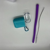 Pailles pliables en silicone Pailles portables Pailles à boire réutilisables avec brosse de nettoyage flexible et étui de transport Dropshipping
