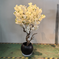 Pohon Bonsai Bunga Sakura Plastik Buatan 200cm Dekorasi Lanskap Bionik Semi-Mekanis untuk Hotel Restoran Dalam Ruangan