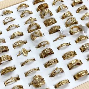 Bagues ajustables mixtes pour femmes, plaquées or 18 carats, étanches, bijoux de mariage et de fiançailles en gros, bagues en acier inoxydable en vrac - Product Image 2