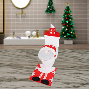 3-Piece <b>Christmas</b> Bathroom Decor Set Indoor Toilet Seat Cover Rug Tank Cover Non-woven Fabric Soft & Creative - Product Image 5