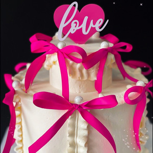 Decoraciones para pasteles de miel y dulzura, lazo de acrílico, corazón, amor, inserto para el Día de San Valentín, adorno para pastel de cumpleaños - Product Image 3