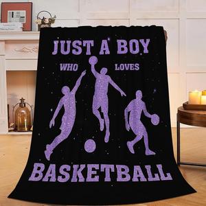 Couverture en flanelle noire Cosmic Basketball Hoop, couverture de sieste réversible, douillette et chaude pour chambre à coucher, salon, impression personnalisée - Product Image 4