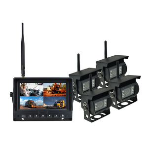 Moniteur 7 pouces avec système de caméra de recul sans fil AI BSD, système de caméra étanche à vision quadruple, système de surveillance sans fil pour véhicule - Product Image 1
