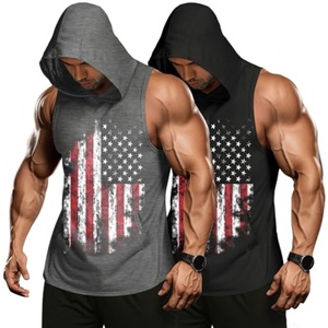 Lot de 2 débardeurs à capuche pour hommes, tricotés, écologiques, séchage rapide, respirants, coupe musculaire 3D, en Spandex, pour entraînement et course décontractée - Product Image 1