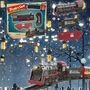 Tren de Vapor de Juguete con Luces a Pilas, Juego de Vías de Tren Educativo para Niños, Ferrocarril de Plástico Unisex - Product Image 3