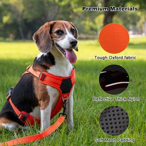 Arnés de perro ajustable acolchado de malla con logotipo personalizado de fábrica sin tirones con mango pesado - Product Image 4